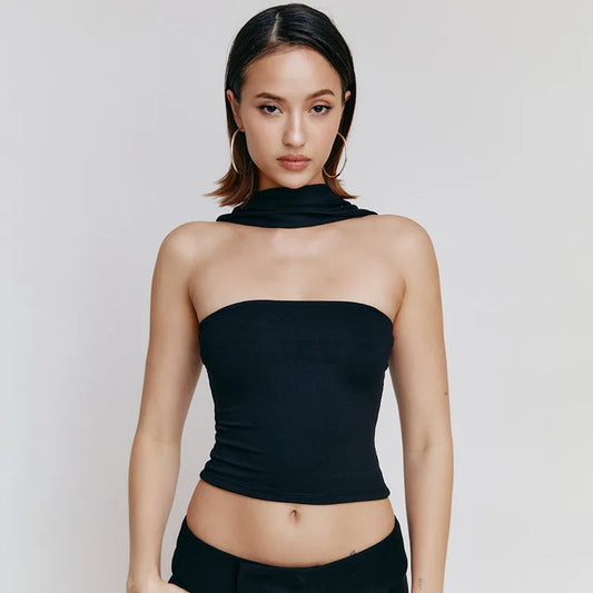 ETHEREAL Backless Satin Crop Tops